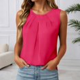 thumbnail image 2 of DHFJKG Sleeveless Tank Top Women Dressy Summer Basic Tee Scoop Neck Solid Color Pleated Business Work Wear For Office Lady Soft Tops, 2 of 4