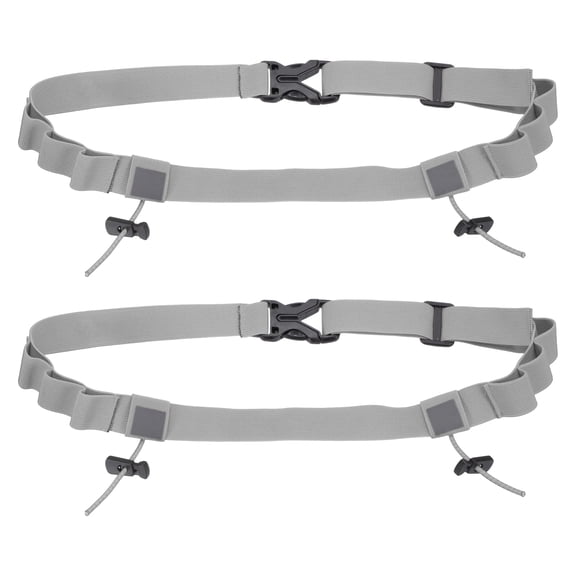 Uxcell Race Number Belt, Elastic Comfortable Running Belts with 6 Energy Gel Loops for Triathlon 2 Pcs & Light Gray