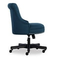 thumbnail image 4 of Linon Sinclair Upholstered Office Chair Black Wood Base with Wheels in Blue, 4 of 10