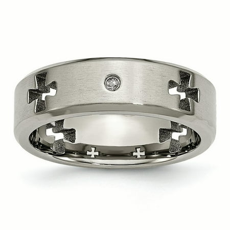 - Chisel Titanium Celtic Cross Cut Out Diamond 7 MM Brushed and Polished Wedding Band, Size 10.5