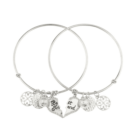 Lux Accessories Best Friends Forever BFF Charm Bracelet Set (2 (Best Friend Bracelets For Adults)