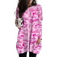 thumbnail image 4 of Camiseta de manga larga con estampado de Barbie para mujer, camiseta básica de bolsillo, camiseta de gran tamaño, camiseta informal de cuello redondo para mujer, camiseta de mujer l, 4 of 5