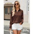 thumbnail image 4 of Zeagoo Womens Satin Blouse Long Sleeve V Neck Shirts Dressy Casual Button Down Business Shirts With Pockets, 4 of 6
