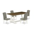 thumbnail image 6 of East West Furniture V-Style 5-piece Dining Set with Linen Seat in White, 6 of 10