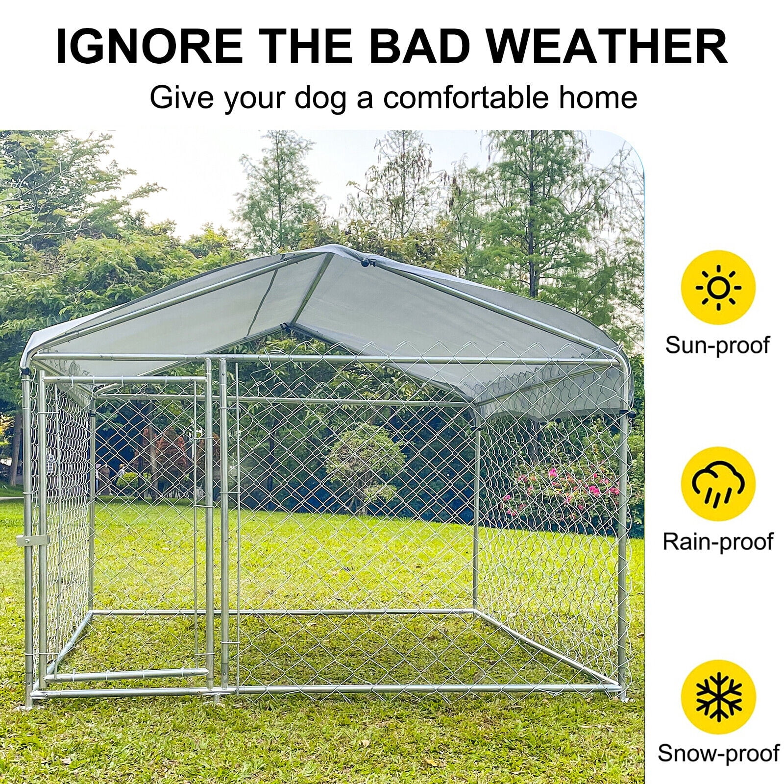 Large Outdoor Pet Dog Run House Kennel Shade Cage Enclosure with Cover Playpen
