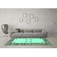 thumbnail image 3 of Ahgly Company Machine Washable Indoor Rectangle Oriental Turquoise Blue Modern Area Rugs, 4' x 6', 3 of 4