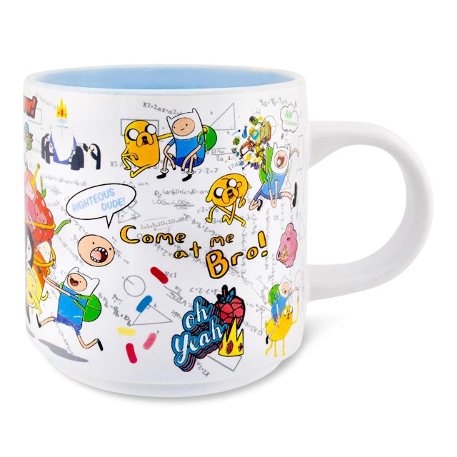 Taza de cerámica plateada con personajes de Buffalo Adventure Time, 390 ml