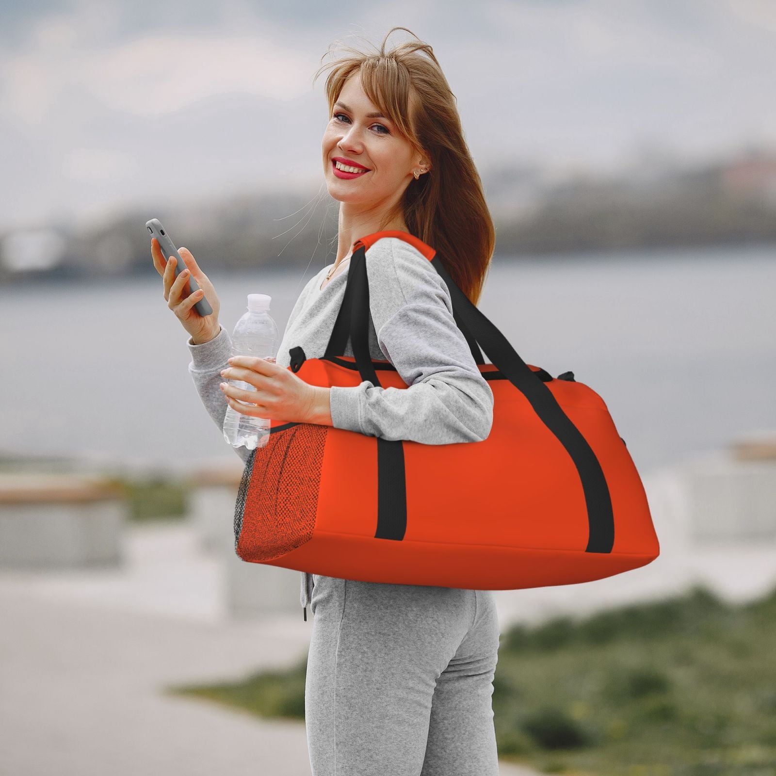 Fuzoiu Orange Print Travel Duffle Bag,Carry On Tote Bags,Duffel Bag,Sport Gym Bag, Hospital Bag for Labor and Delivery, Overnight Bag,Luggage Bag