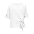 thumbnail image 6 of Teissuly Women's Solid Color Short Sleeved Round Neck Top/shirt Solid Color Fashionable Casual Round Neck Sleeve T-shirt, 6 of 6