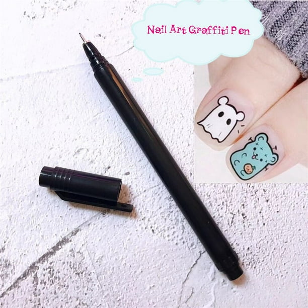 1PC Nail Art Graffiti Pen Waterproof Painting Drawing Liner Brush DIY Flower Pattern Fine Details Manicure Art Beauty ToolsBlack 1Pcs He Qiyong unisex