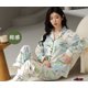 thumbnail image 5 of Pijama coreano de algodón puro para mujer, ropa de dormir de manga larga, talla grande, estampado, otoño e invierno, 4XL, 5 of 5