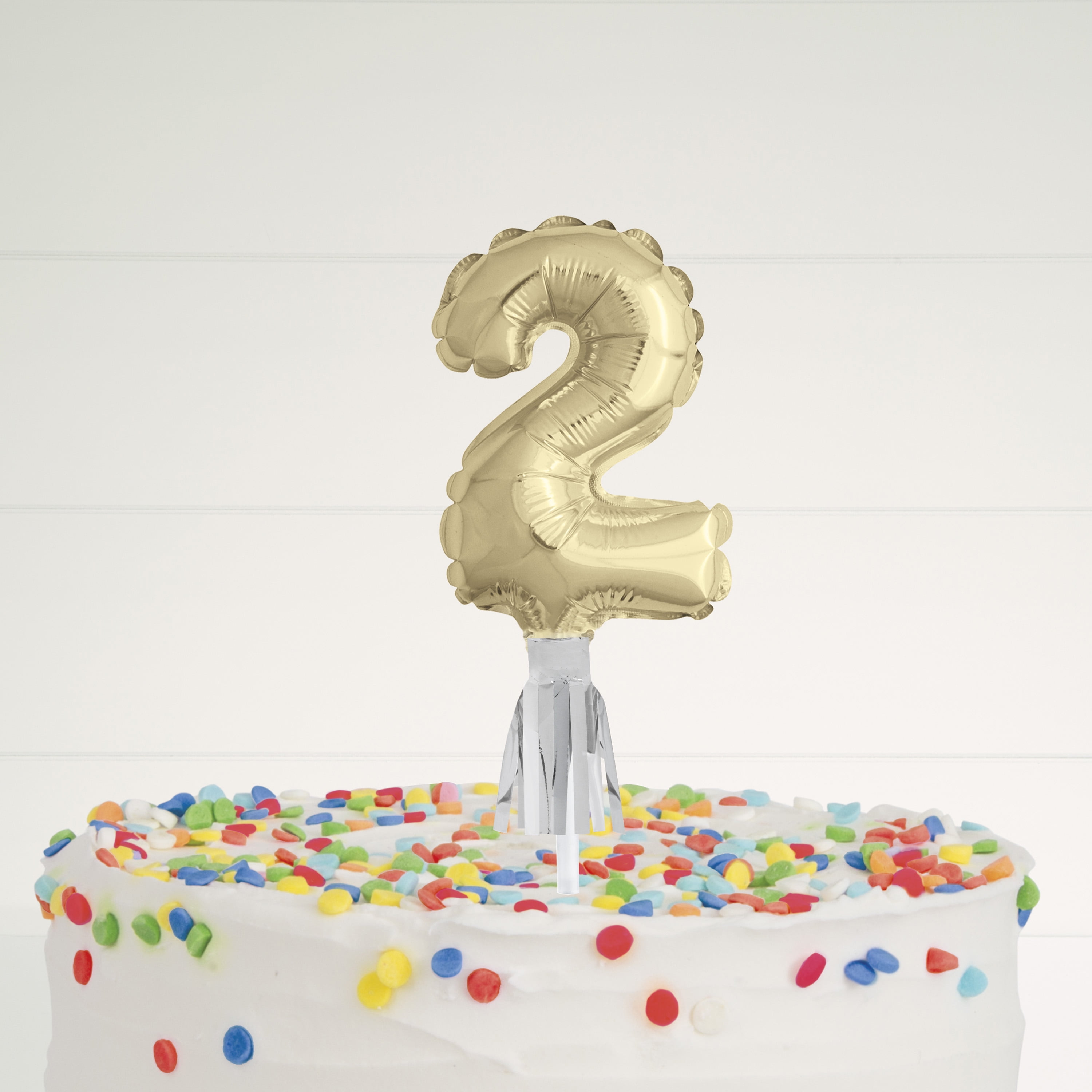 Number 2 Foil Balloon Cake Topper with Tassel, Gold, 5in - Walmart.com