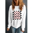 thumbnail image 6 of Women's White Checkerboard LOVE Printed Round Neck Sweatshirt for Valentine's Day | [ZhiHiMeRi] | (US 20-22)2XL, 6 of 8