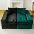 thumbnail image 6 of JERFIT Modular Sectional Sofa with Pillows, 4-Seater Velvet Convertible Couch for Small Space, Black and Green Polyester Fabric Living Room Seating Furniture, 6 of 8