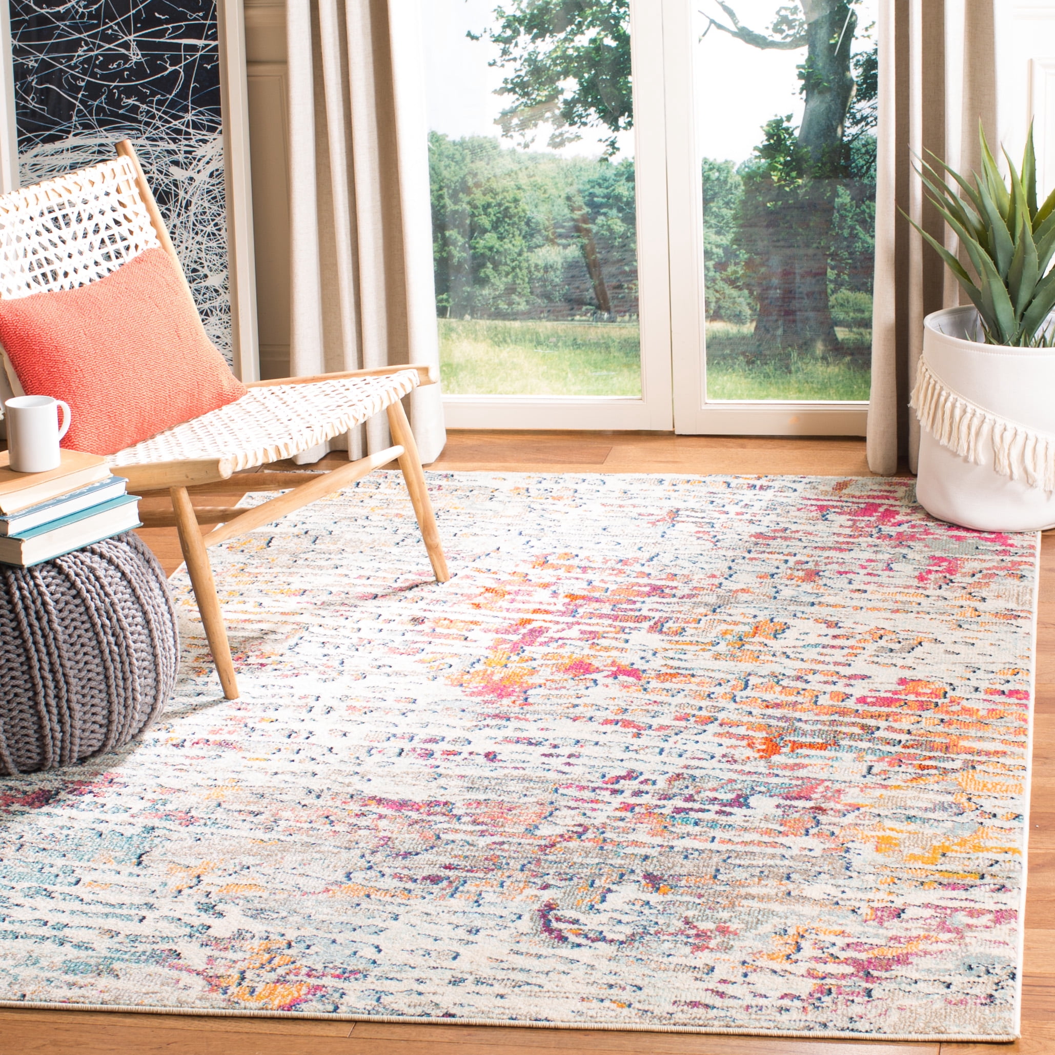 Safavieh Madison Xanthia Abstract Area Rug, Light Blue/Orange, 4' x 6'