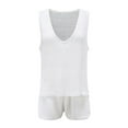thumbnail image 5 of 2 Piece Sets for Women Fashion Casual Solid Color Sleeveless Shorts Set Sleeveless V-neck Top/shirt Set, 5 of 7