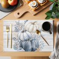 thumbnail image 2 of Navy Blue Pumpkins Fall Placemats Set of 2, Thanksgiving Coastal Wooden Seaside Washable Wipeable Table Mats for Dining Tables, Indoor Outdoor Kitchen Place Mats for Holiday Party Table Decor, 2 of 9