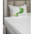 thumbnail image 3 of Ambesonne Frog Fitted & Top Sheet Set with Sham, Tropic Frog in Nature, Green White Yellow, 3 of 5