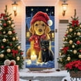 thumbnail image 5 of Beautynvta Christmas Door Cover, Christmas Cat Dog Candle Design Door Hanging Banner Backdrop, Christmas Front Door Decorations, Festival Party Decoration, 71x35 Inch, 5 of 6