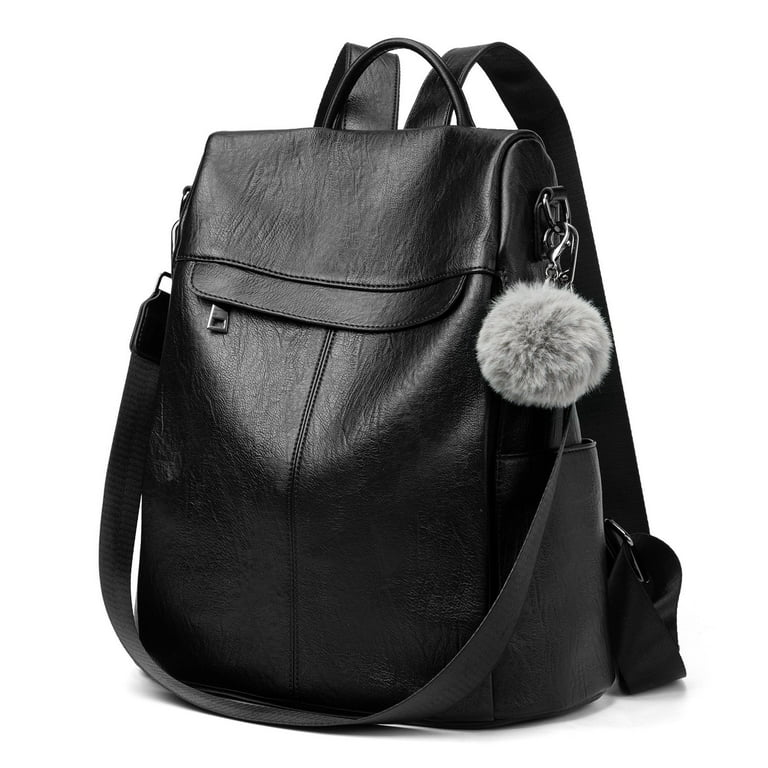 Cheruty Backpack Purse for Women Fashion Leather Backpack Designer Travel  Large Ladies Shoulder Bags Black 