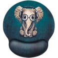 thumbnail image 1 of SHAR 10inx9.05in Ergonomic Mouse Pad with Gel Wrist Rest - Pain Relief - Green Cute Pattern - with Headphones - Non-Slip Rubber Base - Suitable for Computer, Office, Home, 1 of 5