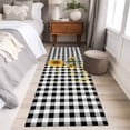 thumbnail image 5 of Sunflowers 2'x6' Runner Rug, Spring Summer Bees Floral Black Plaid Washable Non-Slip Area Rugs for Hallway Kitchen Floor Bedroom Entryway, StainResistant Laundry Carpet Decoration Indoor Mat, 5 of 9