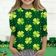 thumbnail image 2 of Shirts for Girls 2026 St. Patrick's Day Graphic Tees Crewneck Casual 3/4 Sleeve T Shirt Kids Clothes Girls Size 3-14, 2 of 6