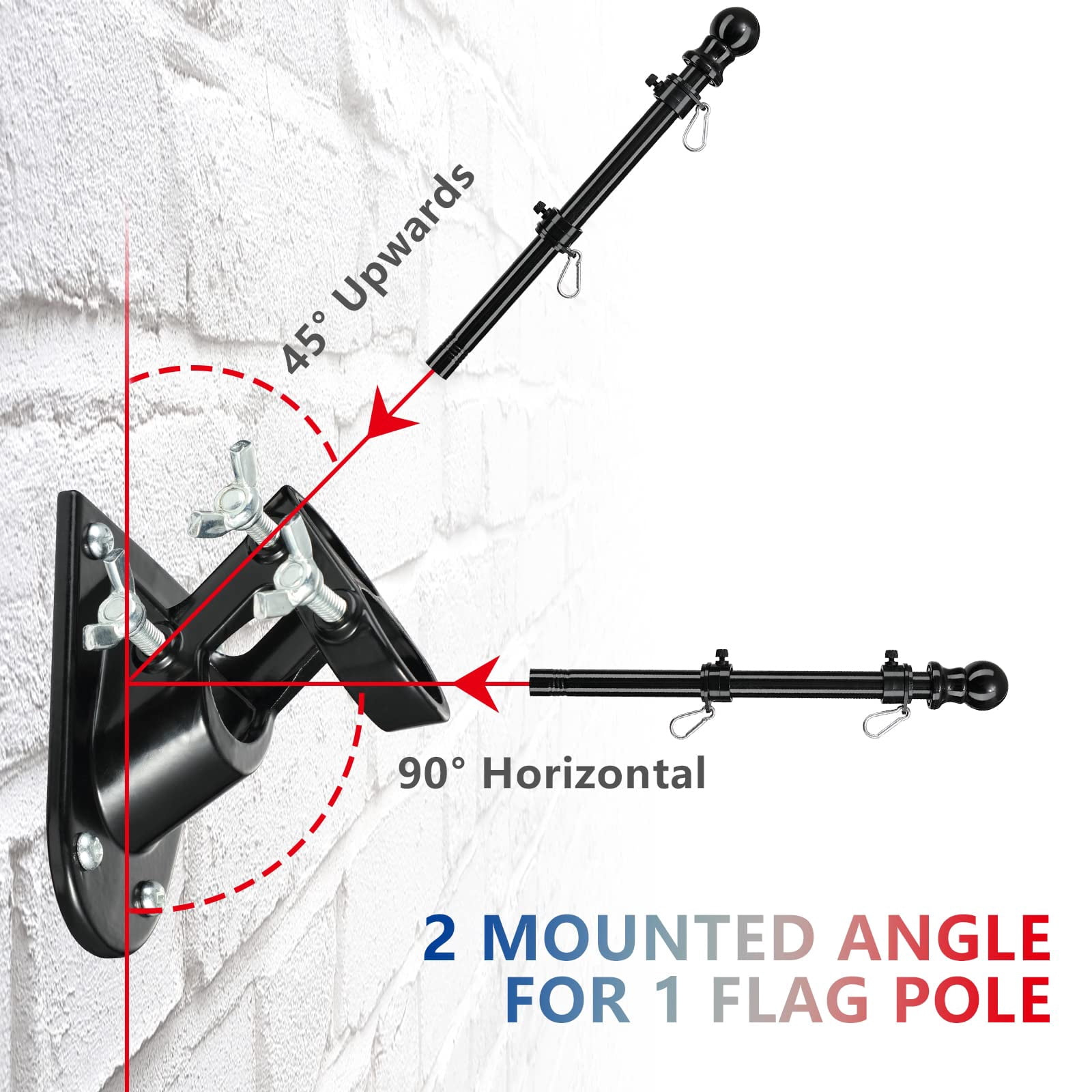 5-7ft Tangle Free Flag Pole for House with Holder Bracket, Residential Flagpole Kit for Outdoor Porch Garage