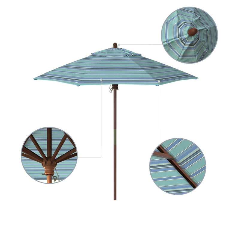 Havenside Home Port Lavaca 7.5ft Round Sunbrella Wooden Havenside Home Port Lavaca 7.5ft Round Sunbrella Wooden