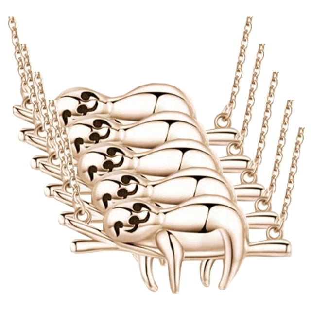 Collares Bonitos de Osos Perezosos High Monaco SlothyNeck04 5 Pzas Collar Oso Perezoso/Rama Oro/Rosa Metal