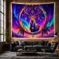 thumbnail image 6 of Golden Stag Within an Ornate Circle under Aurora Skies, Dreamy Fantasy for Wildlife Lovers, Northern Sky Art, Christmas Gift, Tapestry Wall Hanging for Bedroom and Living Room, 6 of 7