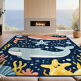 thumbnail image 2 of Design&I 5'x7' Washable Area Rug Classroom Ocean Creature Cartoon Whale Starfish Animals Under for Guest Room, Lounge, Apartment, Flatweave & Daily Traffic Ready, 2 of 7