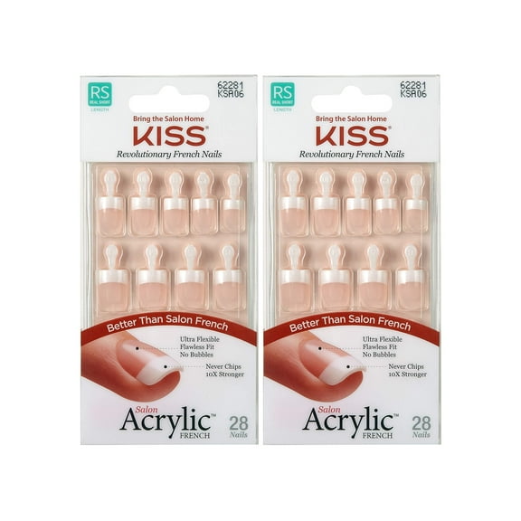 Kiss Salon Acrylic French Nails Kit Pet Peeve Real Short (2 Pack)