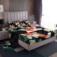 thumbnail image 1 of Erosebridal Retro Fish Sheet Set Queen, Lotus Floral Bedding Sets Queen Size, Japanese Style Decor 4 Pieces, 1 of 7