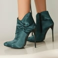 thumbnail image 3 of Dakaela Women's Ankle Boots 4.5 inch Stiletto High Heels Pointed Toe Bowtie Dress Booties Shoes Green 6, 3 of 7