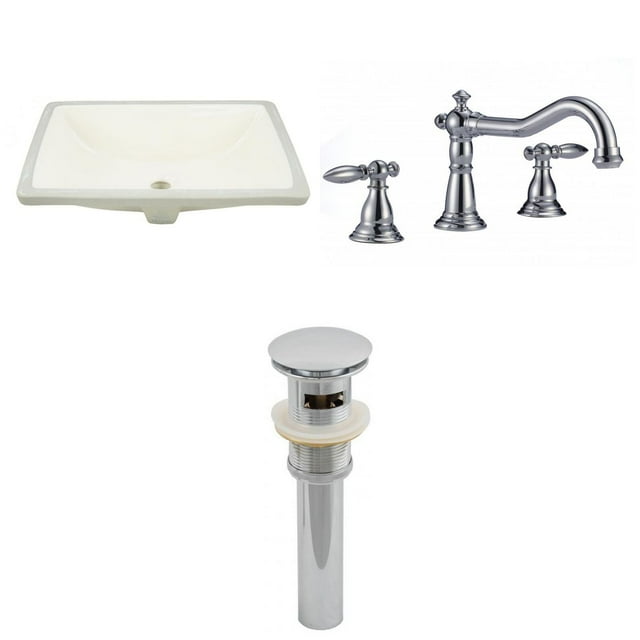 American Imaginations 20.75-in. W Rectangle Bathroom Undermount Sink Set In Biscuit - Chrome Hardware - Overflow Drain Incl. AI-27025