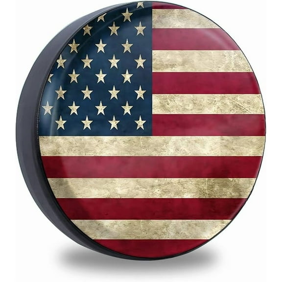 Retro American Flag Spare Tire Cover Fit for Jeep RV Truck SUV Travel Camper Trailer 14",15",16",17",Waterproof and Dustproof Protection Tires