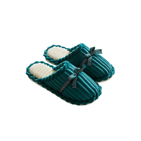 

Crocowalk Mens House Shoes Fluffy Plush Slippers Winter Warm Fuzzy Slipper Comfort Slip On Home Shoe Unisex Lightweight Closed Toe Bow Dark Green 7-7.5