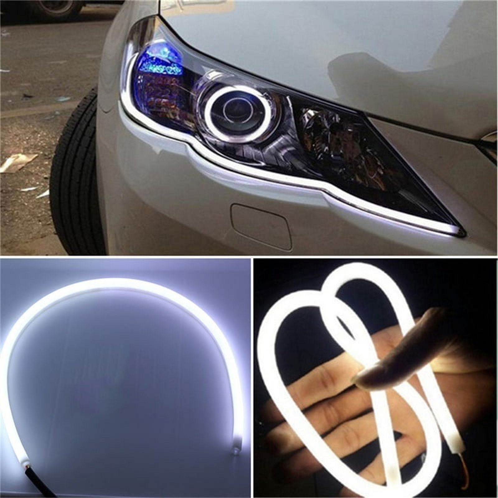 2pcs 60cm White Car Flexible Tube LED Strip Daytime Runnning DRL Light Headlight Walmart