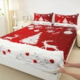thumbnail image 3 of Homewish Wild Christmas Reindeer Twin Sheet Sets,Chic Xmas Tree Twin Fitted Sheet,Red White Flat Sheet For Girsl Boys,Ultra Soft Home Decor,3pcs, 3 of 7