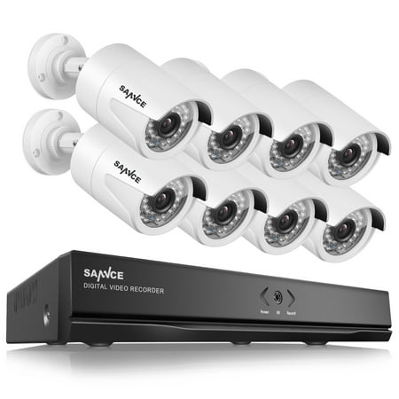 SANNCE 8CH POE NVR System and 8Pcs Outdoor Indoor 1080P 2.0MP CCTV Surveillance