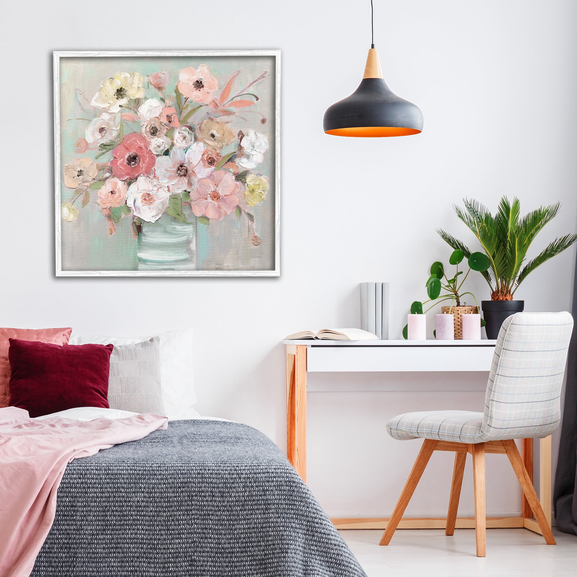 Stupell Industries Pastel Garden Peony Bouquet White Framed Giclee Art, design by Sally Swatland