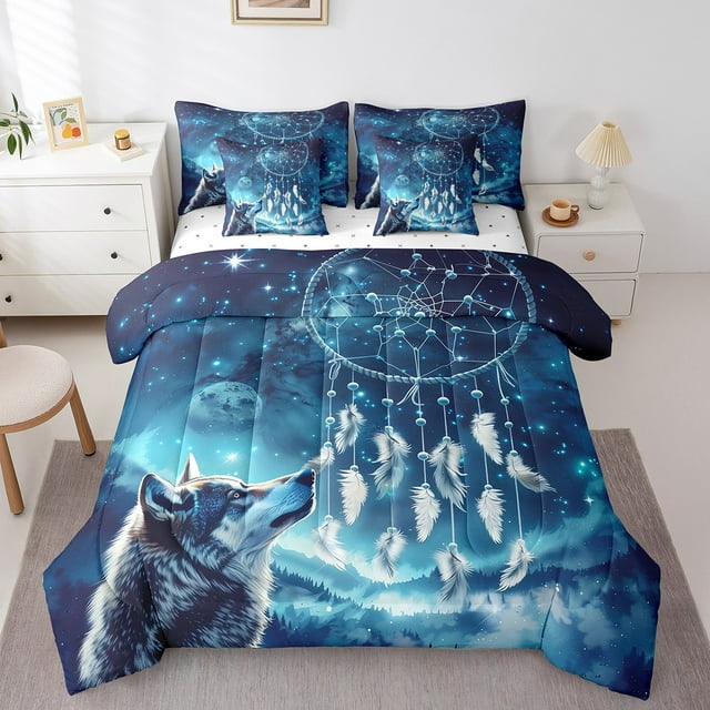 YST Wolf Twin Bedding Sets 7-Piece Wild Animal Comforter Set, All Season