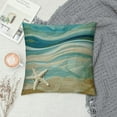 thumbnail image 2 of Shiartex  Abstract Throw Pillow Cushion Cover, Abstract Design Modern Illustration of Waves Starfish Sandy Beach Aquatic Theme, Decorative Accent Pillow Case White, 2 of 5