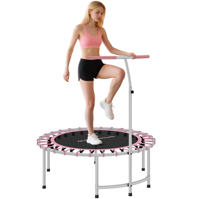 Soozier Trampoline de Rebond 40 Pouces pour Adulte avec Poignée Réglable, Rose