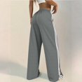 thumbnail image 5 of Women's Solid Color Casual High-Waisted Loose-Fit Athletic Pants with Side Stripes, Sporty and Comfortable Trousers for Exercise and Casual Wear,Gray,S, 5 of 5
