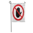 thumbnail image 1 of JSDART Stop Signe Pas d'Entrée Main Noire Symbole Rouge dans le Drapeau de Jardin Croix Drapeau Décoratif Maison Bannière 12x18 Pouces, 1 of 2