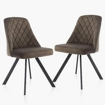 Bowery Hill Fabric Tufted Side Chairs in Brown (Set of 2) Finish