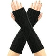 thumbnail image 5 of VANLOFE Winter Black Gloves Knitted Cold Proof Gloves Gloves Wrist Arm Warmer Gloves Fingerless Gloves Convenient for work, 5 of 6