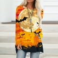 thumbnail image 2 of aohooy Halloween Women Shirt Tunic Tops Spooky Season Long Sleeve Ghost Graphic T Shirts Loose Fit Fall Casual Pullover Tops Multicolor,L, 2 of 5